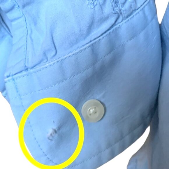 GAP Premium Factory Cotton Embroidered Button Down Shirt Women's M Blue #96A - Picture 6 of 8